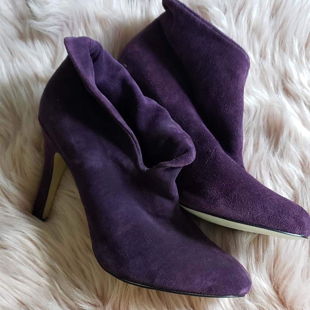 Purple suede bootie